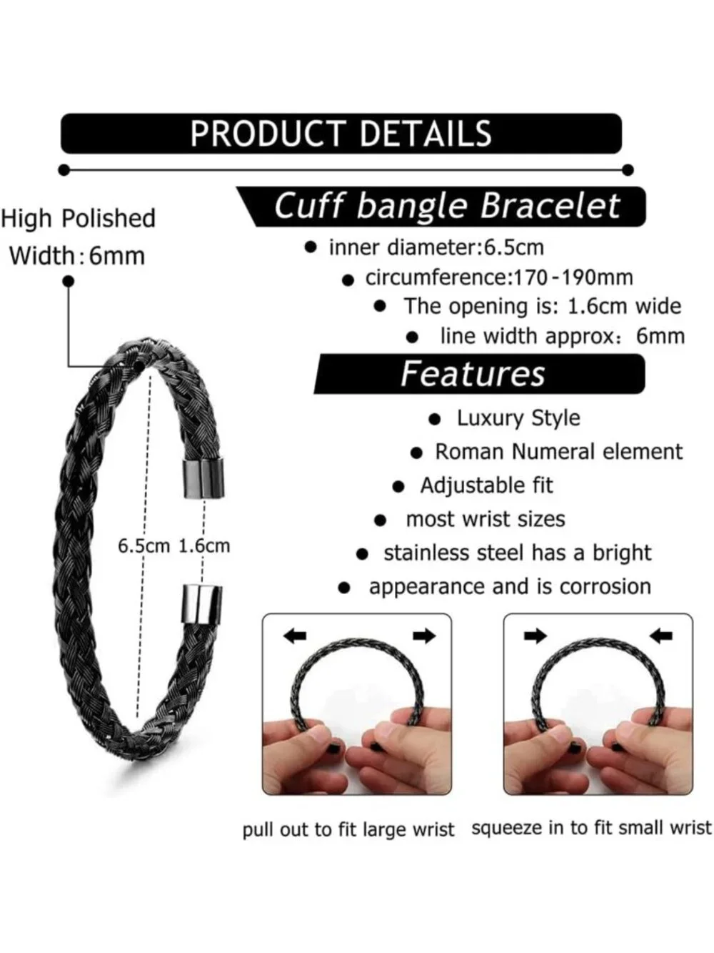 3pcs Handmade Braided Hip Hop Bracelets Set with CZ Leopard Head & Roman